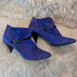Blue Suede Ankle Booties